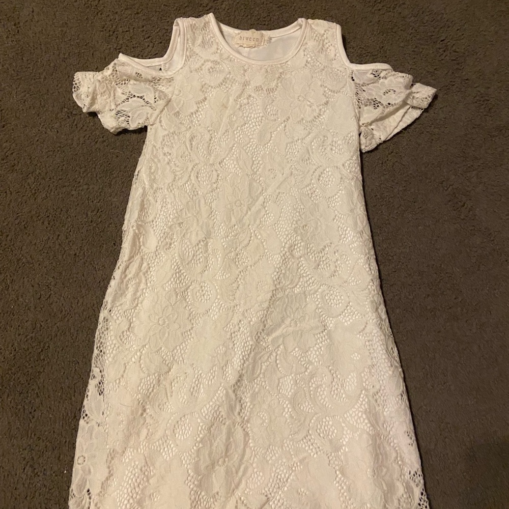 White floral off the shoulder dress